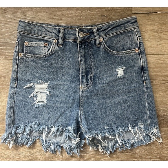 Topshop Pants - Topshop Moto High‎ Rise Denim Cutoff Shorts Blue Women's Sz 28